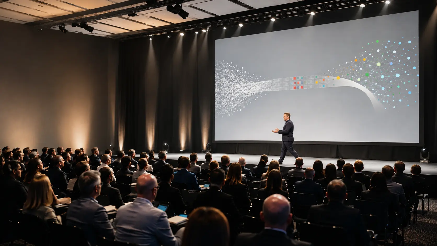 Stefan Müller spricht auf einem Kongress über KI und Enterprise IT